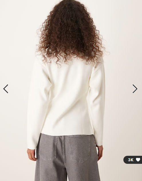 ASOS DESIGN knitted structured crew neck cardigan in cream