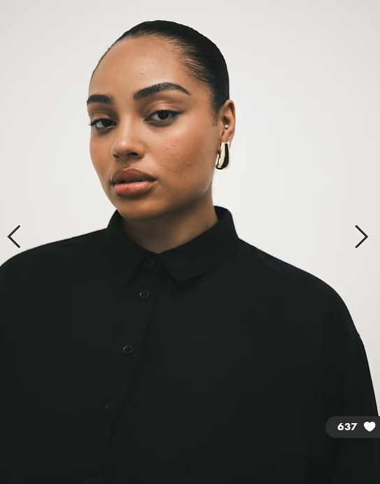 ASOS DESIGN Curve linen blend shirt in black