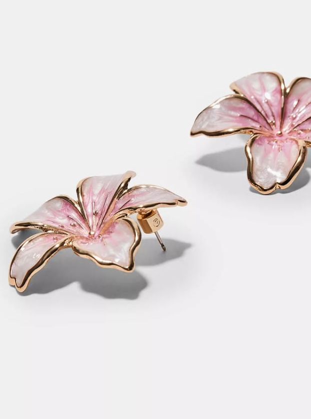 Enamelled flower earrings