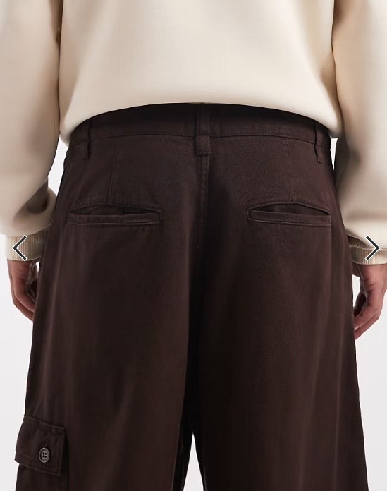 ASOS DESIGN loose straight fit cargo trousers in brown