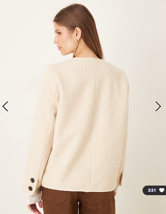 VILA teddy jacket with button details in cream