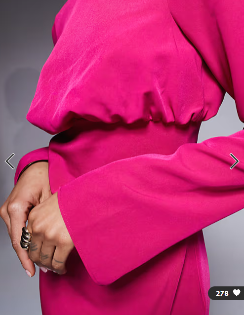 ASOS DESIGN Tall structured long sleeve maxi dress with ruched bust in pink