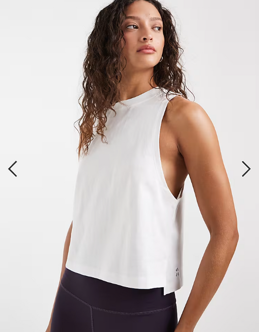 4505 drop armhole cropped cotton vest with quick dry finish in white