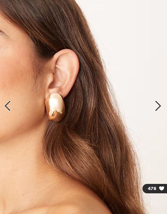 ASOS DESIGN stud earrings with clean bubble oval design in gold tone