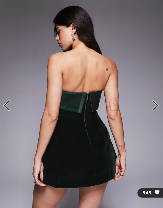 Murci exclusive satin trim velvet mini dress in emerald green