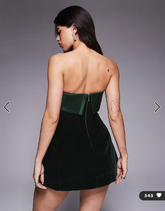 Murci exclusive satin trim velvet mini dress in emerald green