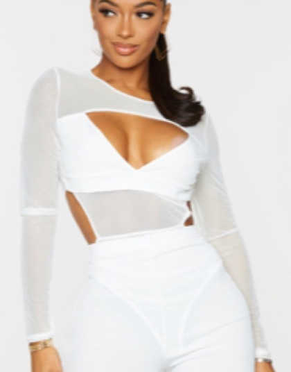 Plt - Creme mesh panel cut out bodysuit