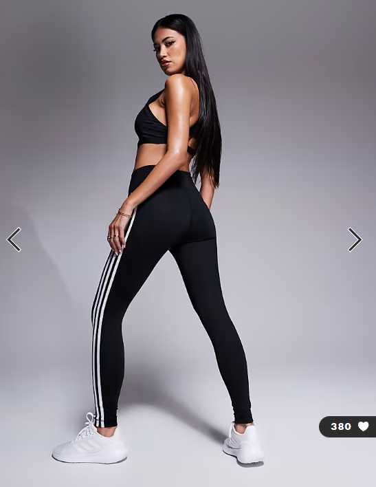 adidas Training Essentials 3 stripe 7/8 leggings in black
