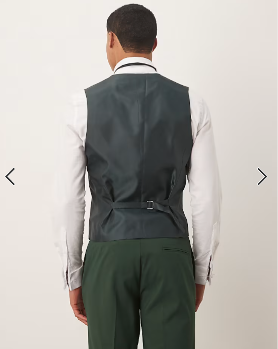 ASOS DESIGN skinny suit waistcoat in dark green