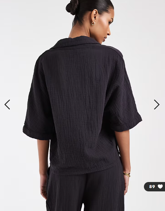 ONLY cheesecloth button down shirt co-ord in wash black