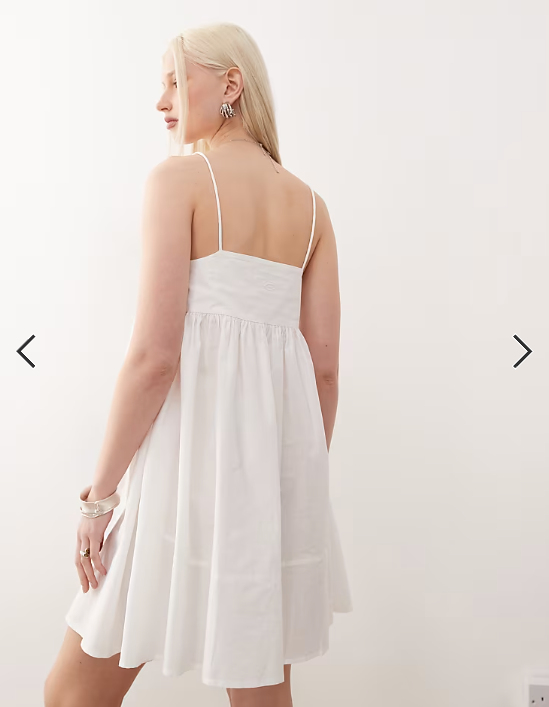 COLLUSION cami mini smock dress in white