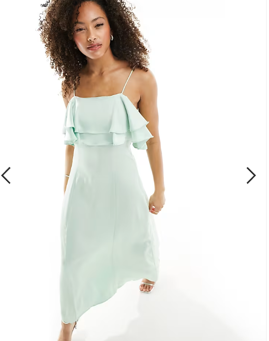 Vila Bridesmaid frill top cami maxi dress in mint green