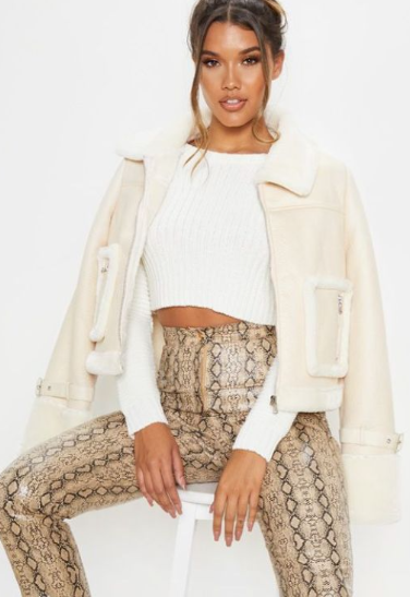 Plt - White Cropped Rib Knit Jumper