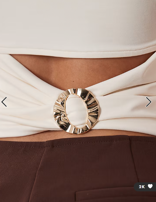 ASOS DESIGN polyamide high neck cap sleeve hardware back top in cream