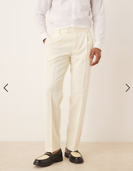 ASOS DESIGN straight leg smart trousers in buttermilk yellow