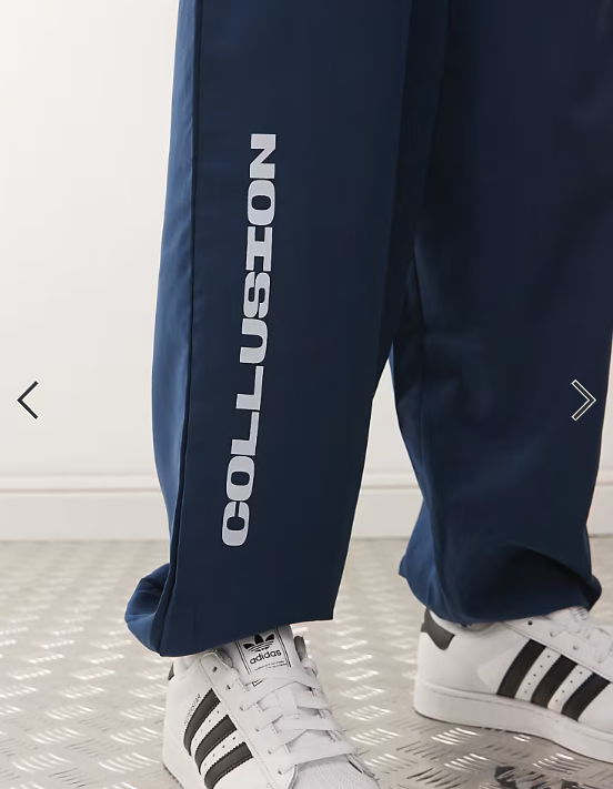 COLLUSION Unisex nylon panelled tracksuit co-ord in blue
