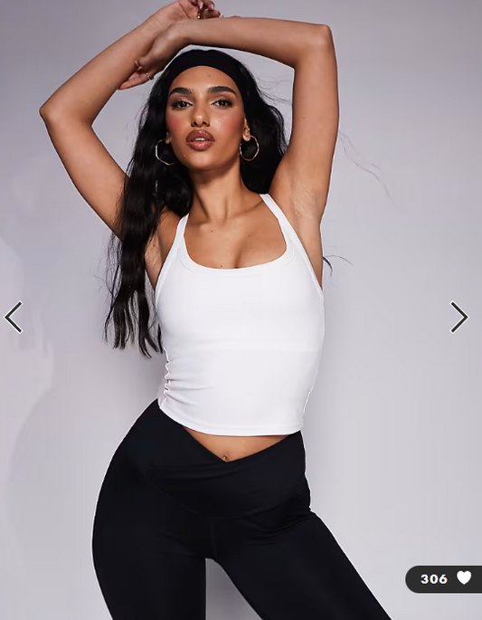 4505 Icon soft touch yoga cami with inner bra and adjustable straps in white