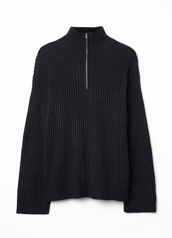 High Neck Zipped Knitted Sweater