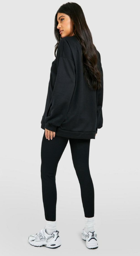 Boohoo Maternity Side Split Sweatshirt & Legging Set - black