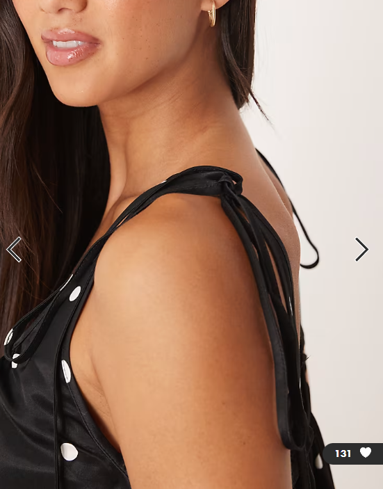 ASOS DESIGN satin tie shoulder cami top in polka dot