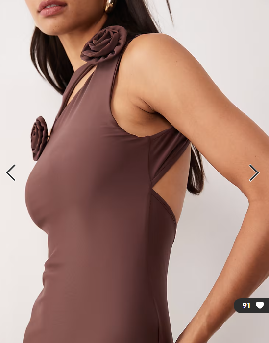 ASOS DESIGN corsage midi dress in chocolate