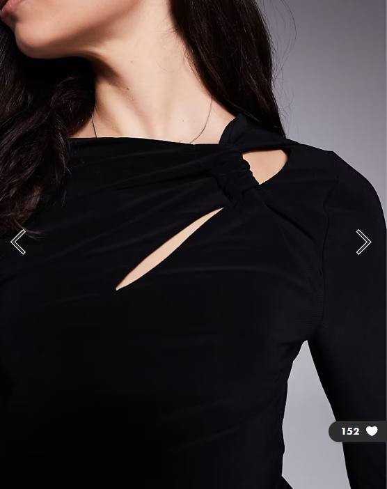 ASOS DESIGN long sleeve top with twist cut out detail in black