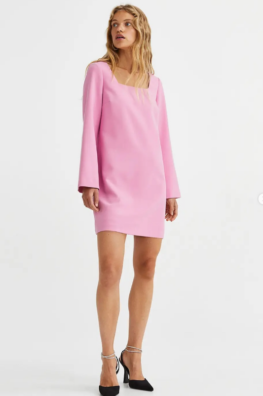 H&M - SQUARE-NECKED DRESS- Pink