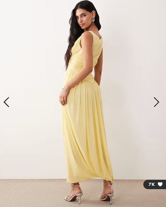 ASOS DESIGN mesh slash neck asymmetric bubble hem dress in lemon