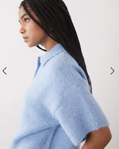 COLLUSION knit short sleeve polo in blue