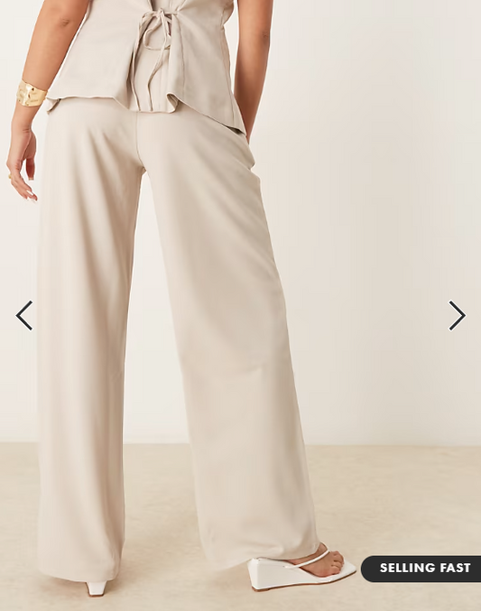 JDY wide leg tailored trousers in stone
