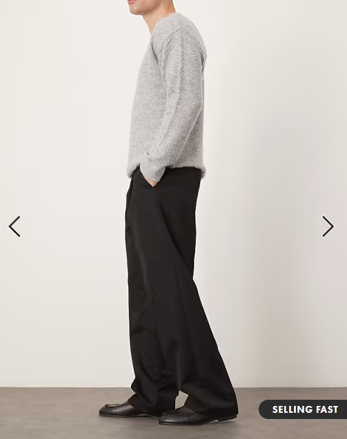 ASOS DESIGN smart pleated wide leg trousers in black