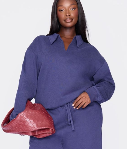 Plt - Plus Navy Premium Collar Oversized Sweatshirt
