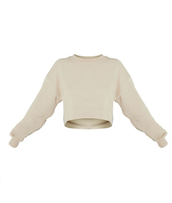 Sand Oversized Crop Crewneck Sweatshirt