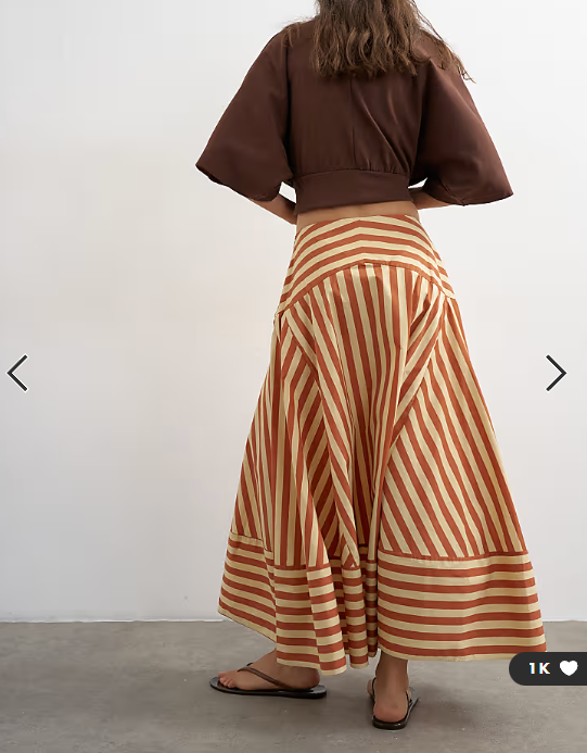 Topshop drop waist full circle maxi skirt in buttermilk stripe