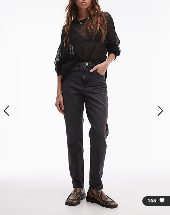 Topshop Hourglass original mom high rise jeans in washed black
