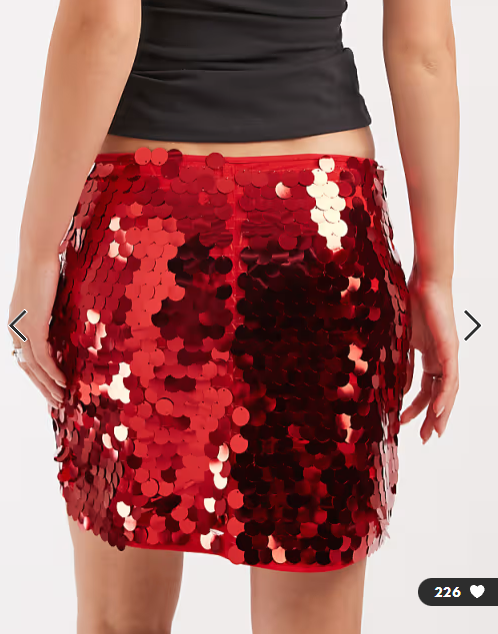 ASOS DESIGN large sequin mini skirt in red