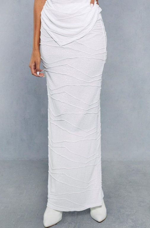 Sheer Crinkle Detail Maxi Skirt
