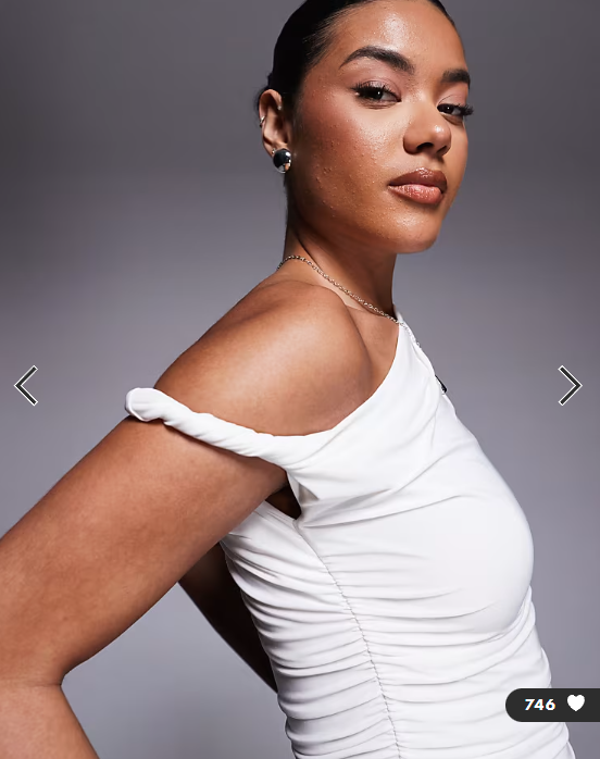 Kaiia exclusive double layered slinky off shoulder top in white
