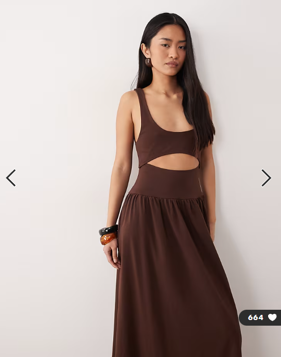 ASOS DESIGN cut out detail maxi dress in chocolate