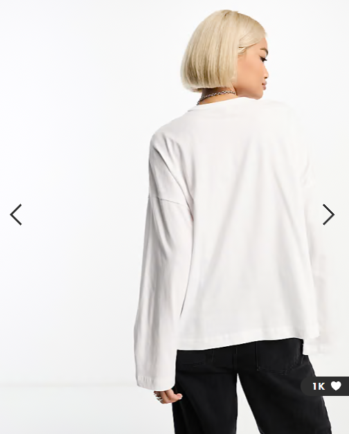 ONLY oversized long sleeve t-shirt in white