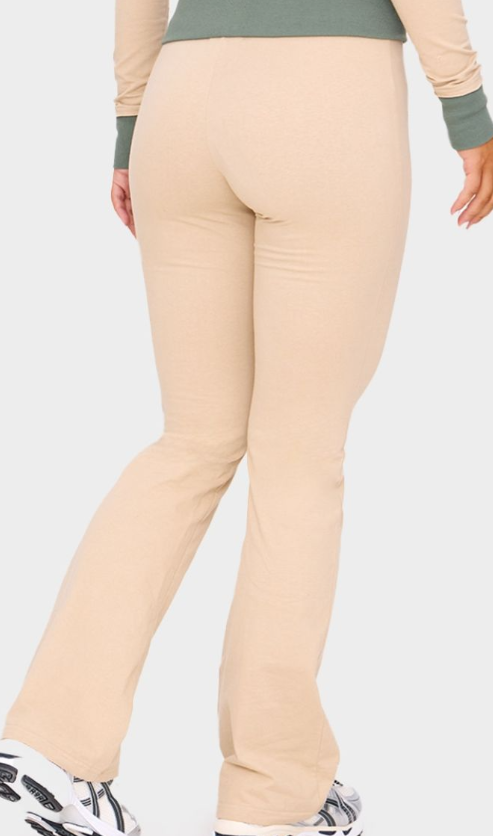 Beige Flared Contrast Leggings