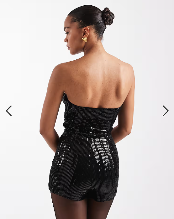 The Frolic exclusive sequin bandeau playsuit in black