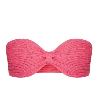 PINK RIB KNIT BOW BANDEAU TOP
