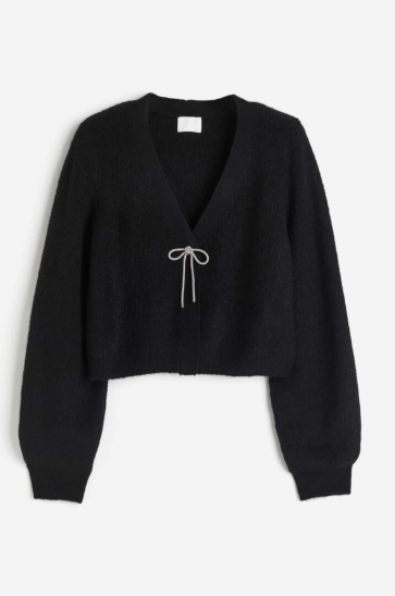 H&M Rhinestone Bow Cardigan