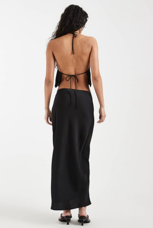 River Island - satin maxi skirt black