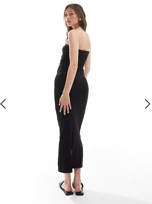 Brave Soul cotton jersey bandeau midi dress in black