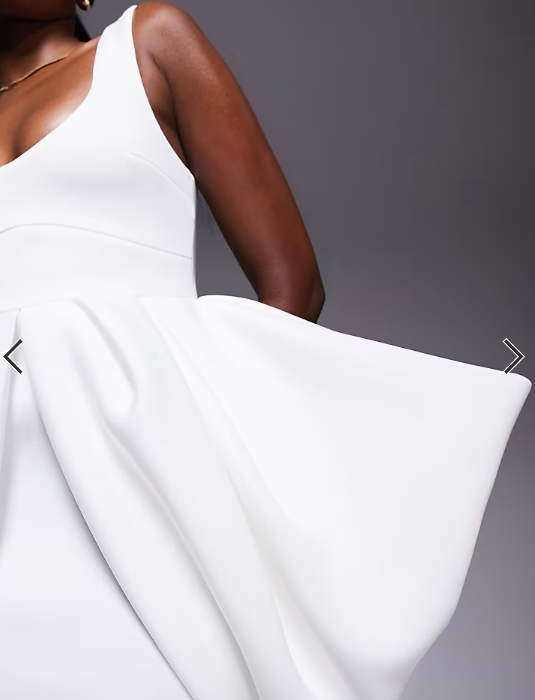ASOS DESIGN dramatic bow skirt structured mini dress in ivory in scuba-style fabric