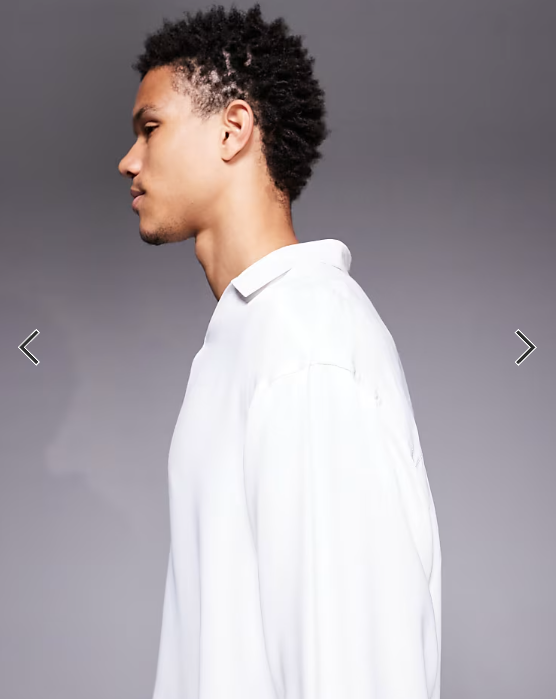 ASOS DESIGN oversized satin overhead shirt in white