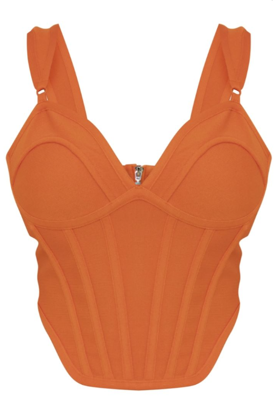 Orange Bandage Dip Hem Bust Cup Corset