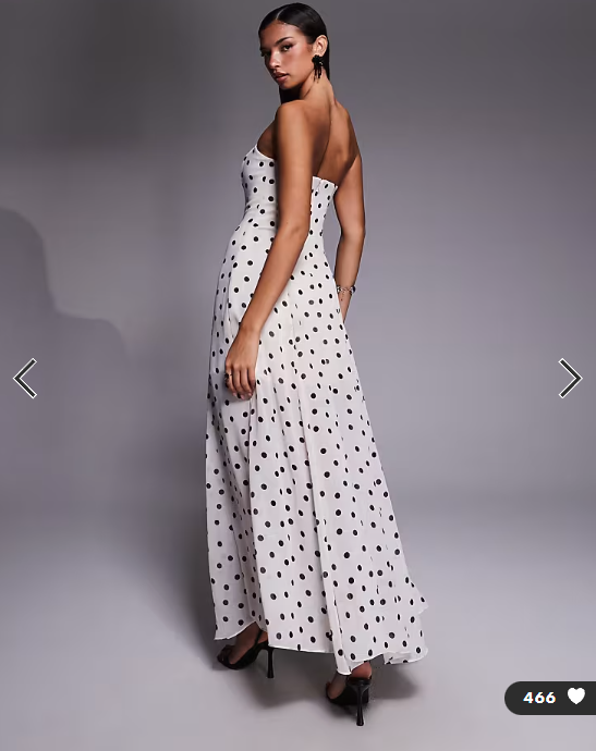 Forever New - strapless sheer maxi dress in ecru polka